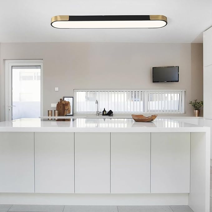 Tioolo Dimmable LED Ceiling Lights Flush Mount Ceiling Light 4FT LED Wraparound Light with Remote Linear Light Fixture for Kitchen Laundry Closet Garage Office Hallway (60W/3000-6500K)