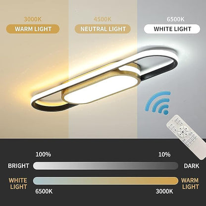 Tioolo Modern LED Flush Mount Ceiling Lights Dimmable LED Ceiling Lamp with Remote Control 2.3ft Acrylic Linear Ceiling Lighting Fixtures for Living Room Kitchen Dining Room Bedroom (40W/3000-6500K)