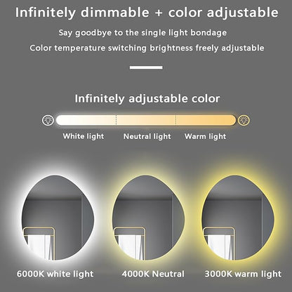Illuminated LED Bathroom Mirror 500x800mm Wall Mounted Smart Vanity Mirror with Demister Pad Energy-Saving Three-Color Light Multifunctional Backlit Design