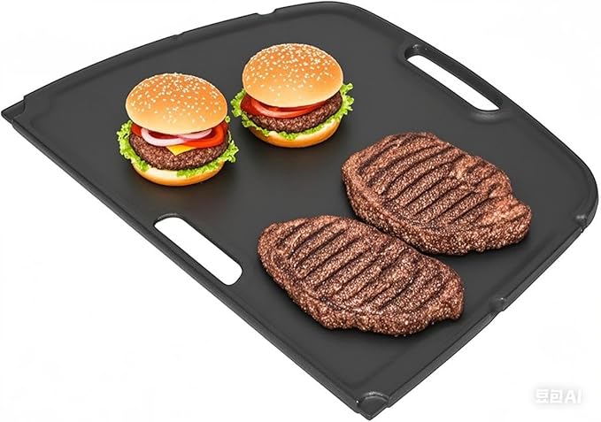 Cast Iron Reversible Griddle for Napoleon Gas Grill All TravelQ 285 Series, for Napoleon Travelq 285 Accessories Pro285x, PRO285X-BK, PRO285, PRO285-BK, TQ285X, TQ285X-1, TQ285X-BL, Non-Stick