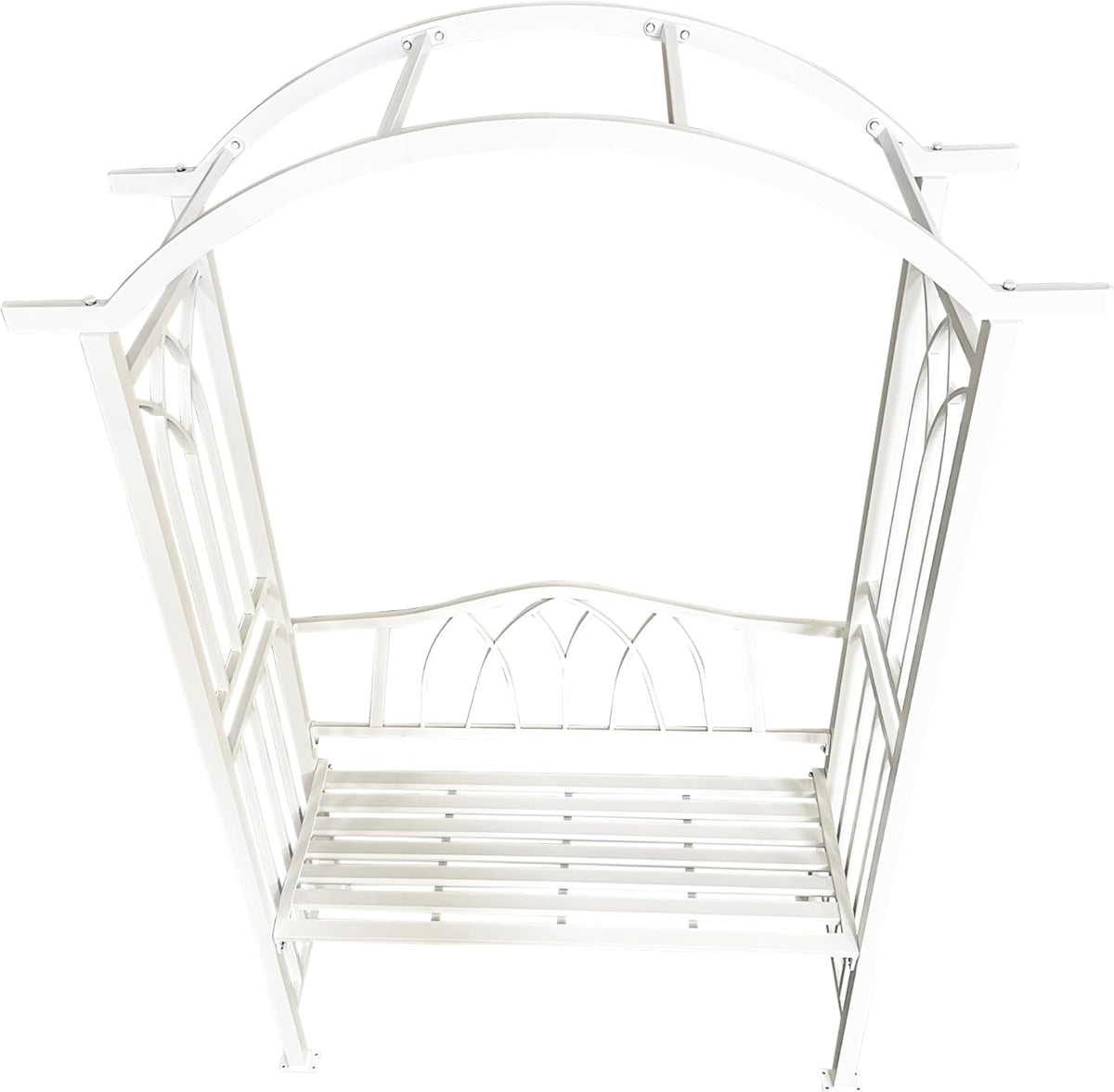 White Aluminum Garden Arbor Arch with 2-Seater Bench