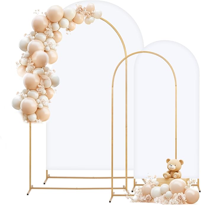 Metal Arch Backdrop Stand and Cover Set, 7.2FT, 6FT Party Backdrop, Easy to Assemble, Backdrop Stand for Parties, Birthday, Baby Shower