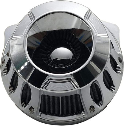 Harley Air Cleaner Motorcycle Filter Intake CNC Cut Kit Chrome for Models Touring Street Glide 2008-2016 Softail 2016-2017 (Chrome, Fitment - C)