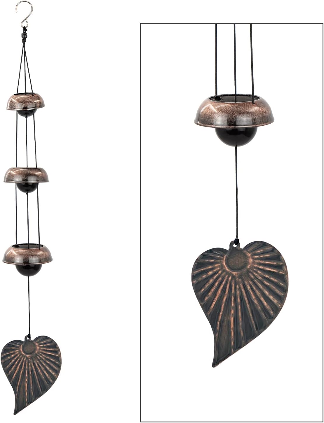 Three Cooper Leaf Temple Wind Chime,Wind Chimes with 3 Bells, Feng Shui Wind Chimes for Home Yard Outdoor Decoration, A Great Memorial Wind Chime for Someone Who Loves Peace