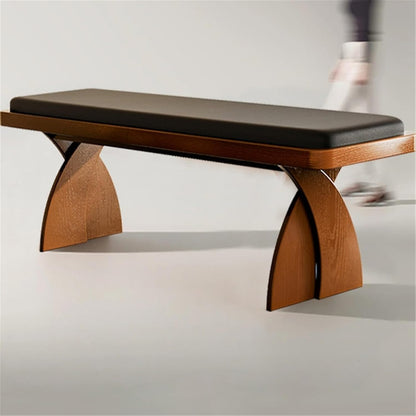 Modern Wooden Long Bench at The Foot of The Bed in The Bedroom Dressing Room or Home Use Leather Shoe Changing Entryway(Large)