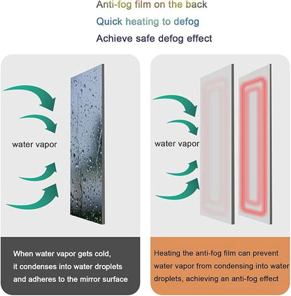 Smart Lighted Bathroom Mirror for Wall，Bathroom Mirror with LED Lights，Energy-Saving LED Smart Mirrors，LED Mirror for Bathroom，with Demister Pad and Smart Touch Switch(H80*W90cm/H31.5*W35.4IN)