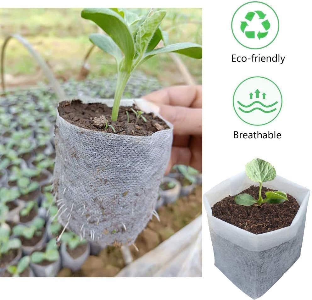 100Pcs Nursery Growing Bags,Non-Woven Fabric Seedlings Grow Bag for High Seedling Survival Rate,Plant Bags for Planting,Garden Seed Starters Pouch Small（4.2"x4.2"）