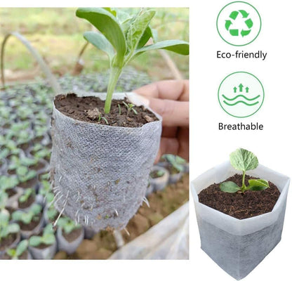 100Pcs Nursery Growing Bags,Non-Woven Fabric Seedlings Grow Bag for High Seedling Survival Rate,Plant Bags for Planting,Garden Seed Starters Pouch Small（4.2"x4.2"）