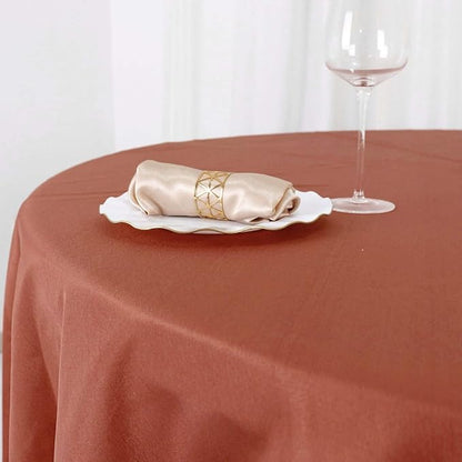 Efavormart Round Tablecloth, 90 Inch Stain & Wrinkle Resistant Washable Table Cloth, Decorative Polyester Fabric Table Cover for Banquet, Wedding, Dining- Terracotta