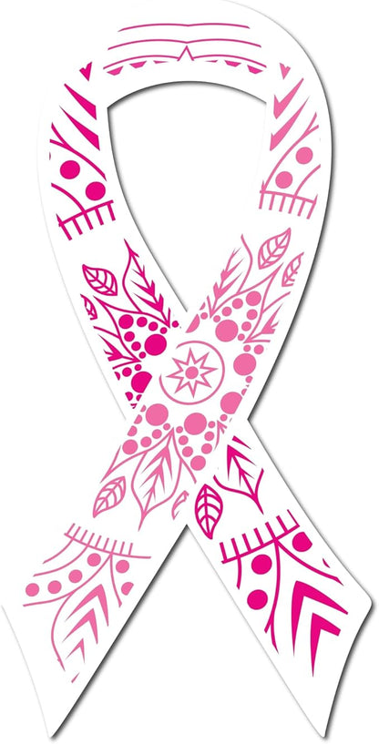 Magnet Me Up Breast Cancer Awareness Pink Mandala Ribbon Magnet Decal, 3.5x7 Inches, Automotive Magnet for Car Truck SUV, Stick to Any Magnetic Surface, Showing Support or Fundraising, Crafted in USA