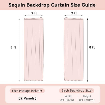 Sugargirl Rose Gold Sequin Backdrop Curtain 2 Panels 2FTx8FT Glitter Rose Gold Background Drapes Sparkle Photography Backdrop for Party Wedding Birthday Wall Decoration
