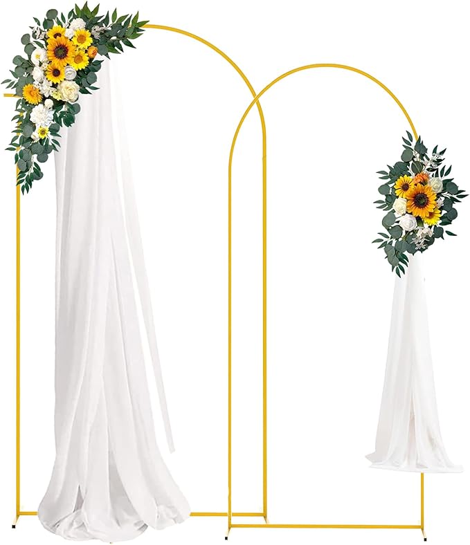 2pcs Arch Backdrop Stand - 7.2ft/6ft Gold Metal Flower Balloon Arch Frame Stand for Wedding, Birthday Party, Christmas, Baby Shower, Bridal Shower, Graduation Photography Decoration