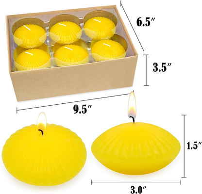 12 Pack 3 Inch Citronella Floating Candles for Summer, 10 Hour Yellow Dripless Tealight Candles for Cylinder Vases, Centerpieces at Wedding Party Pool Holiday