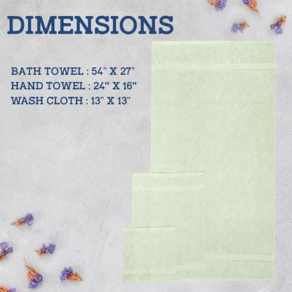 Casa Lino 4 Piece Bath Towel Set | 1 Bath Towel, 2 Wash Cloth, 1 Hand Towels | Bathroom Essentials for New Home, 100% Cotton Luxury Towels, Highly Absorbent Bathroom Set, Light Sage