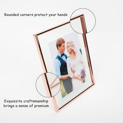 6"x8" Rose Gold Heart Floating Frame, For Picture 5x7,4x6,3x5, Tabletop Shelf Photo Frame, Classy For Thanksgiving, Home or Wedding Decoration