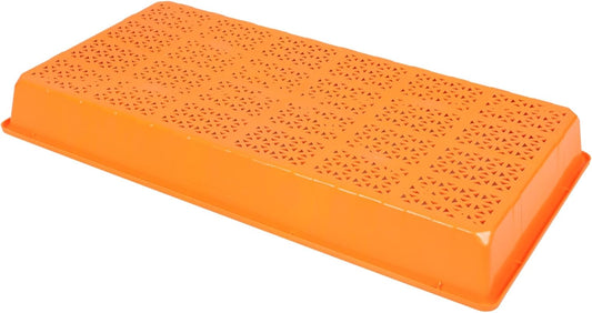 SUNPACK 10" x 20" Heavy Duty Mesh Plastic Seed Starting Tray, Orange, 2.3" - Ensures Water Drainage and Aeration, Perfect for Greenhouses or Indoor Gardening