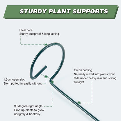 Joyhalo 20 Pack Plant Support Stakes 24 Inch, Plant Stakes, Flower Stakes with 24 Twist Ties, Garden Sticks for Plants Iris, Dahlia, Gladiolus, Amaryllis, Rose, Sunflower, Tomato, Sapling Etc