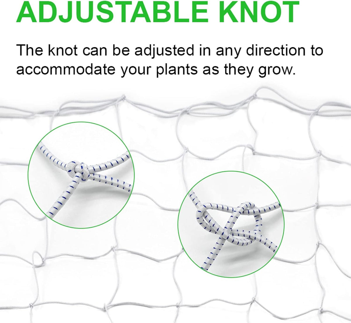 2 Pack Grow Tent Net Trellis Netting 4x4Ft Elastic Trellis Netting Includes 8 Iron Hooks Flexible Net Trellis for Grow Tents a Total of 36 Holes (White)
