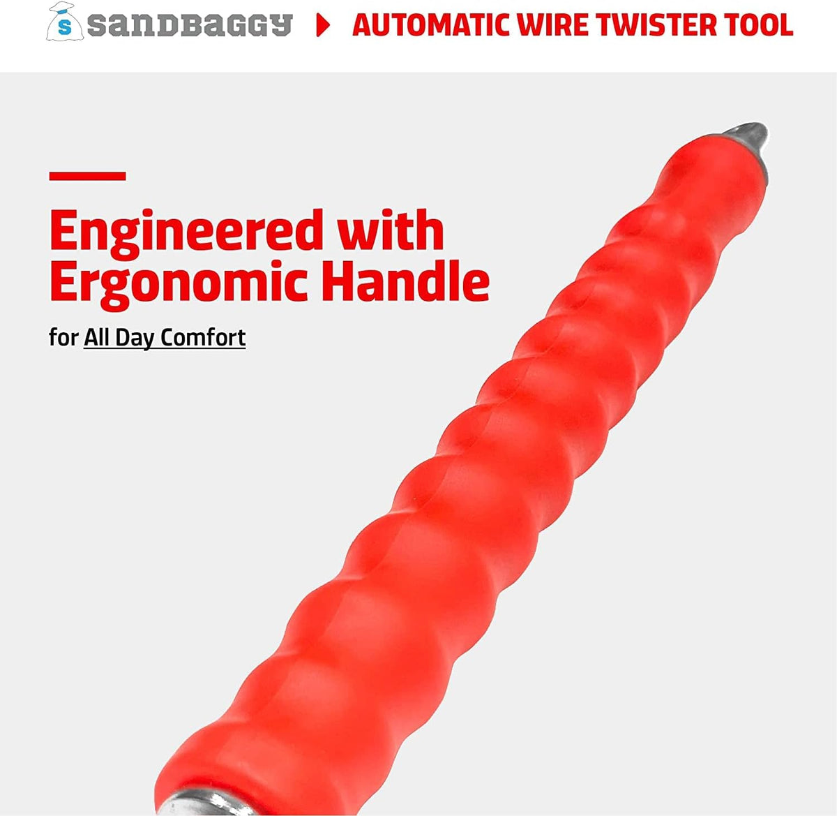 Sandbaggy Automatic Rebar Wire Tie Twister Tool | Ties Rebar 2X Faster Than Manual Tool | Galvanized Steel Components to Prevent Rust (Pack of 10)