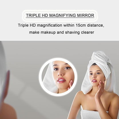 Bathroom Mirror with LED Lights，Smart Illuminated LED Bathroom Mirror，Energy-Saving LED Smart Mirrors，LED Mirror for Bathroom，with Demister Pad and Smart Touch Switch(H80*W90cm/H31.5*W35.4IN)