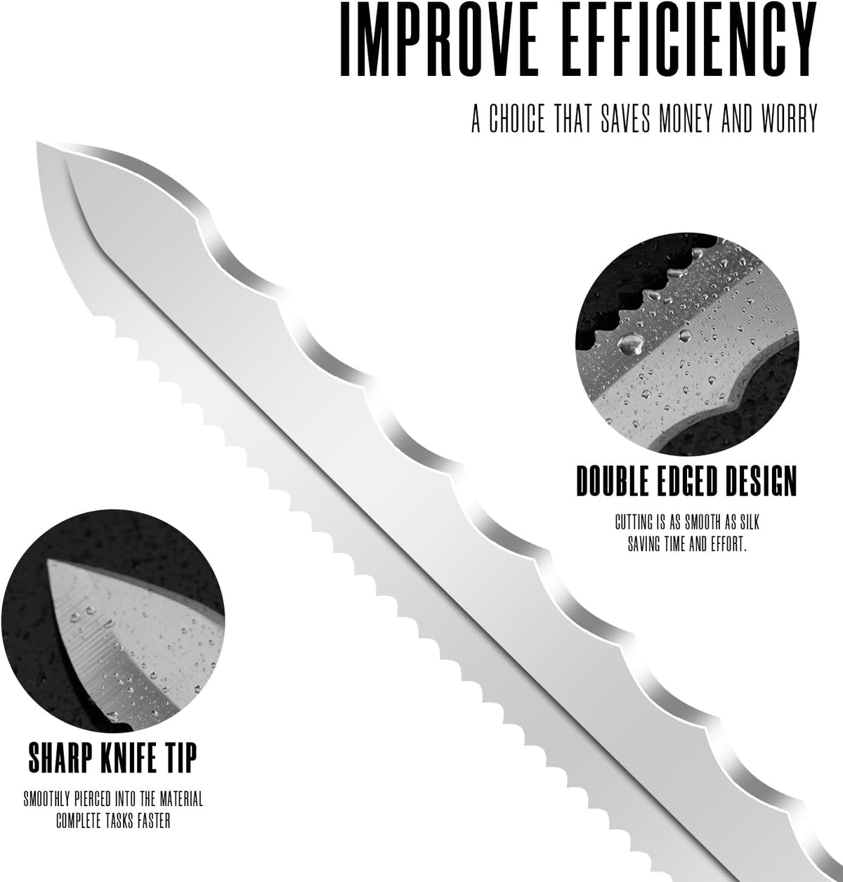 Insulation Knife - Sod Cutter Knife: stainless steel 11.14-Inch sharp blade, double side utility Lawn Repair Saw with Nylon Sheath