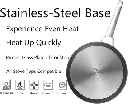MsMk 3.0 Quart Nonstick Deep Frying with Lid, 9.5 Inch Titanium and Ceramic Nonstick Saute Pan with Lid, Stay Cool Handle, Induction Cookware, Oven & Dishwasher Safe, PFOA PFOS APEO Free