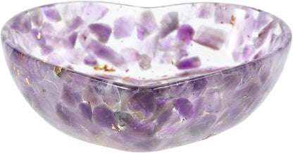 IMIKEYA Candle Holder Sturdy Handpolished Design Heart Shaped Resin and Crystal Decorative Bowl with Unique Texture Centerpiece for Bedroom and Living Room