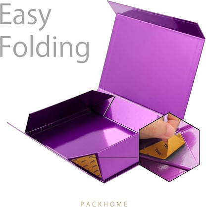 PACKHOME 6 Gift Boxes 11.5x8x2.5 Inches, Sturdy Shirt Boxes with Magnetic Lids for Multiple Occasions (Glossy Light Purple)