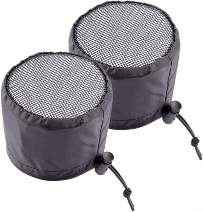 2 Pack Grow Tent Vent Duct Filter Covers with Elastic Band and Fixed Buckles, Silver-Coated Oxford and Mesh Cloth for Plant Greenhouses, Fits 4in 6in 8in Openings, Black(6in)