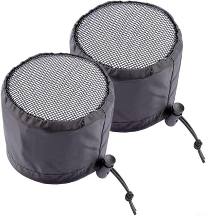 2 Pack Grow Tent Vent Duct Filter Covers with Elastic Band and Fixed Buckles, Silver-Coated Oxford and Mesh Cloth for Plant Greenhouses, Fits 4in 6in 8in Openings, Black(6in)