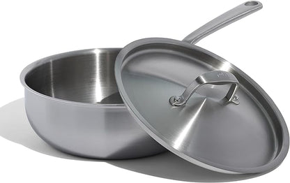 Made In Cookware - 3 Quart Stainless Steel Saucier Pan - 5 Ply Stainless Clad - Professional Cookware - Crafted in Italy - Induction Compatible