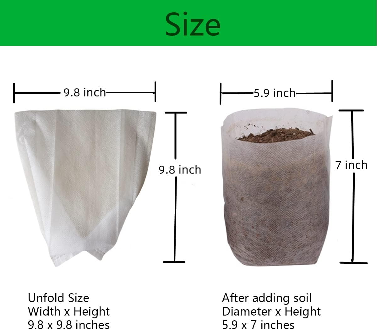 gardtree Plant Nursery Bags 9.8" * 9.8" 100PCS, Non-Woven Biodegradable Plant Grow Bags Fabric Seedling Starter for Vegetable Flower Fruit Saplings Tree, Home Garden Supply