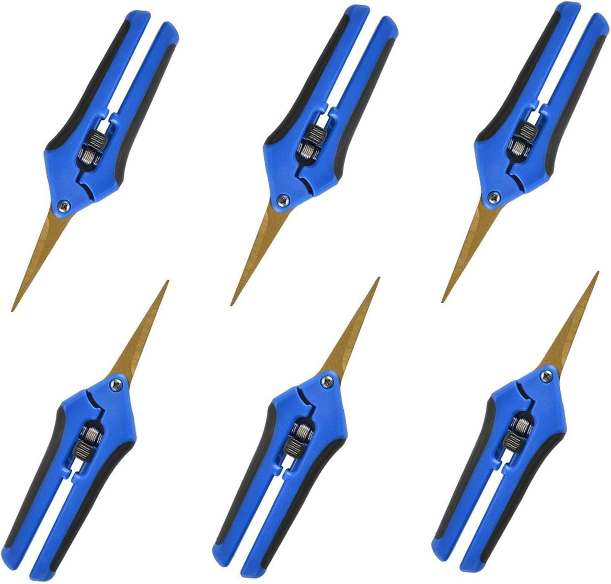 GROWNEER 6 Packs 6.5 Inch Pruning Shears with Curved Blades Trimming Scissors For Gardening Hand Pruning Snips Titanium Coated Precision Blades