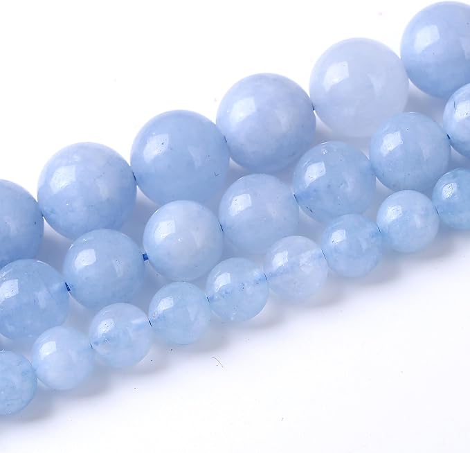 Dream Blue Chalcedony Stone Beads Gemstone Round Crystal Energy Jade Beads Stone Beads for Jewelry Making DIY Bracelet Necklace Jewelry Making 1 Strand 15.5inch 4MM