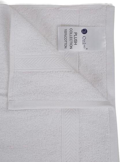 Casa Lino Face Towels & Body Wash Cloths for Showering - 100% Cotton Wash Cloths for Bathroom - Highly Absorbent & Quick Drying Washcloth Set - Cotton Washcloths 24 Pack (12" x 12") - (White)