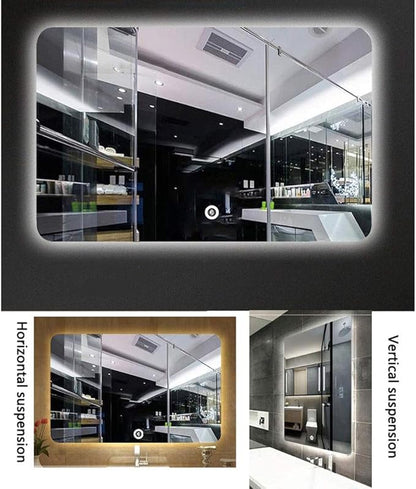 600 x 800mm LED Wall Mounted Bathroom Mirror with Lights Bathroom Mirror Touch Switch Demister Pad (Color : Horizontal Size : 600 * 800mm) (Horizontal 600 * 800mm)