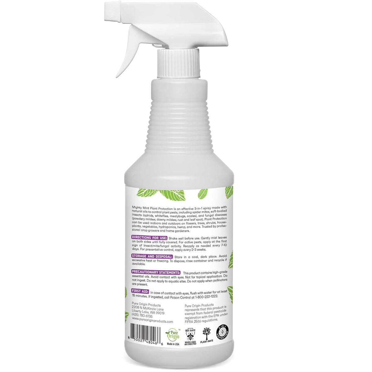 Mighty Mint 32 oz Peppermint Plant Protection Spray - for Spider Mites, Insects, Gnats, Fungus, and Disease with Microfiber Cloth