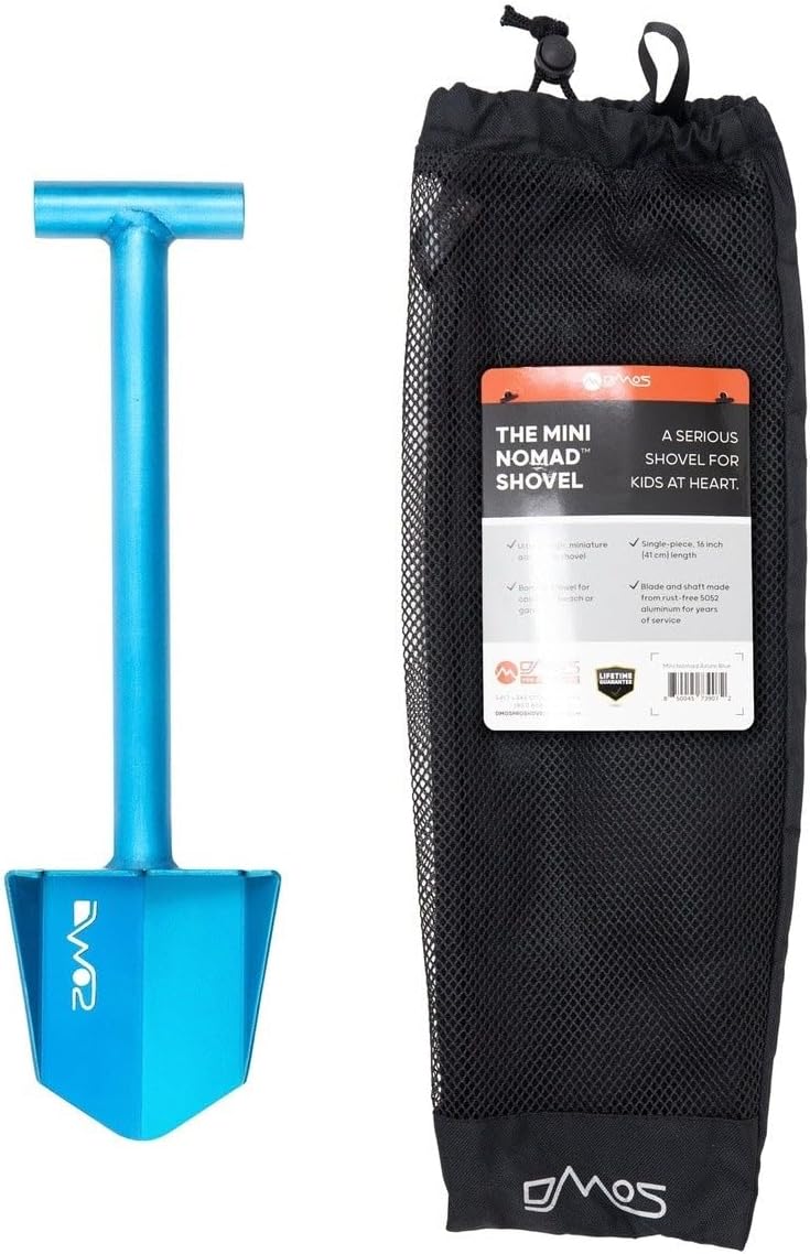 DMOS Nomad Shovel - Lightweight Aluminum Trowel for Camping, Overland, Hunting, & Off-Road Use - Azure - Mini