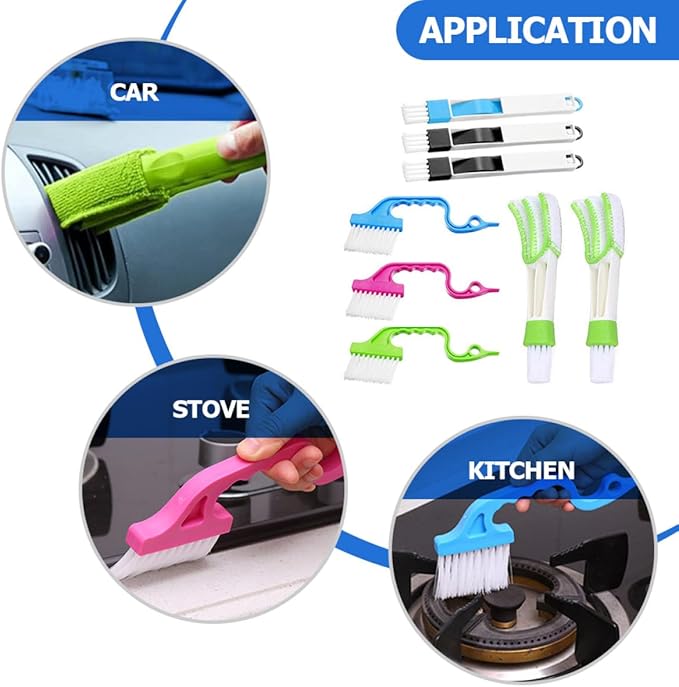 Window Groove Cleaning Brush Set 8pcs Scrubber for Wet and Dry Use, Window Gaps and Slot Cleaning Tools for Home, Kitchen, Bathroom Tracks and Crevices