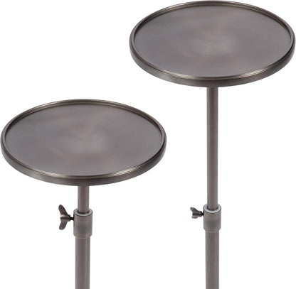 Kate and Laurel Engles Traditional Adjustable-Height Pedestal Drink Table, 10 x 10 x 30, Polished Gunmetal, Vintage Round Living Room Pedestal Table for Indoor Plant Stand with Protective Tabletop Lip