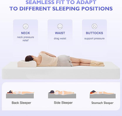 PayLessHere 10 Inch Gel Memory Foam Mattress Medium Firm Mattresses CertiPUR-US Certified Bed-in-a-Box Pressure Relieving California King Size,Fiberglass Free，White