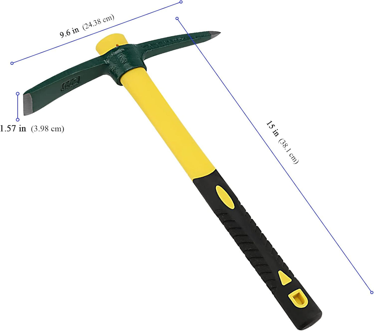 KEILEOHO 2 PCS 15 Inches Pick Mattock Hoe, Forged Weeding Garden Pick Axe with Fiberglass Handle, Weeding Mattock Hoe for Gardening, Loosening Soil, Camping