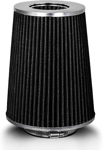 BLACK 4" 102 mm Inlet Truck Air Cone Replacement Performance Washable Clamp-On Dry Air Filter (8" Tall)