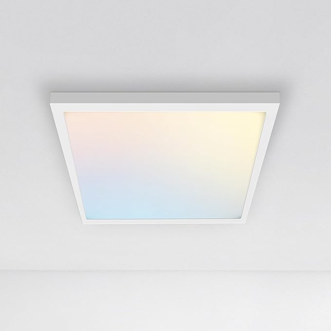ASD LED 12" Square Flush Mount Ceiling Light Fixture, Low Profile Surface Lighting | 5CCT, Dimmable, Ultra-Thin, ETL Listed | 24W 1700LM 2700-6000K 120V | Kitchen, Bedroom, Hallway Lamp | White