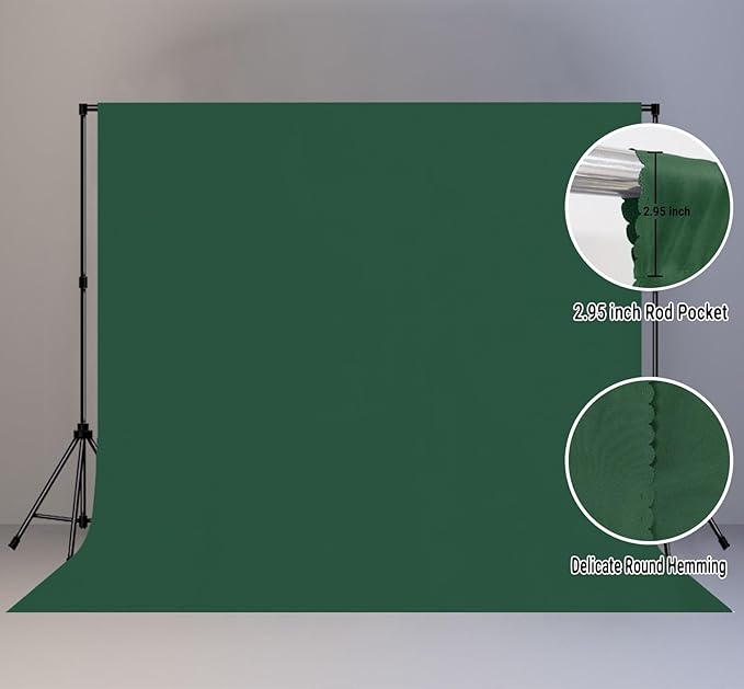 10x10FT Dark Green Screen Backdrop Photography Green Background for Streaming Zoom, Photo Studio, Collapsible High Density Screen for Video Photography and Television
