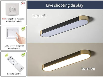 Tioolo Modern Ceiling Light, Acrylic Linear Ceiling Lamp, Dimmable LED Ceiling Light Fixture with Remote Control, Kitchen Dining Living Room Cloakroom Hallway Lighting (36W/27.5in L)