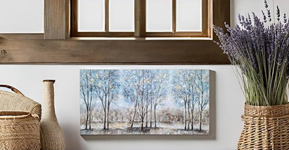 NdcSkyArt Forest Canvas Wall Art - Hand Painted Textured Abstract Tree Paintings with Gold Foil for Modern Décor
