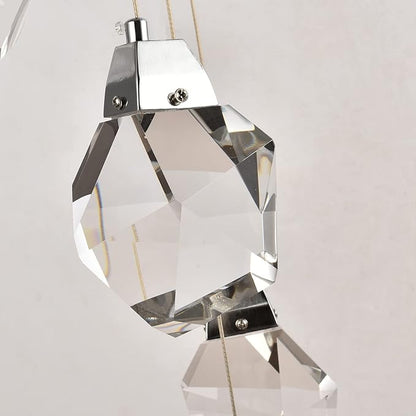 Modern Crystal Chandeliers, Round Raindrop Dimmable Pendant Lights Kitchen Island, Luxury Chrome Ceiling Hanging Lamp for Farmhouse Foyer Bedroom Entryway Dining Room (Round 3-Lights)