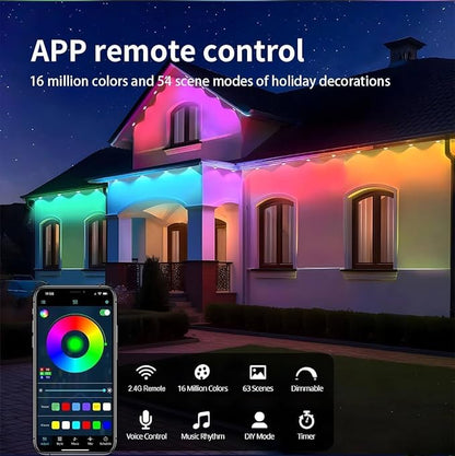 Permanent Outdoor String Lights 200ft, Smart RGB App Control with 120 LEDs, LED Eaves Lights IP67 Waterproof, House Roof Outdoor Lighting for Party, Daily, Halloween,Christmas,Garden