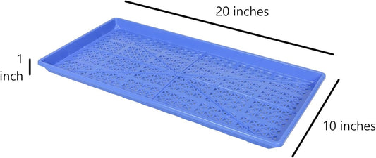 SUNPACK 10" x 20" Heavy Duty Mesh Plastic Seed Starting Tray, Blue, 1" - Ensures Water Drainage and Aeration, Perfect for Greenhouses or Indoor Gardening